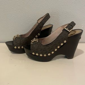 Michael Kors open toe platform slingback wedges
